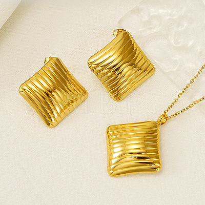 304 Stainless Steel Pendant Necklaces & Stud Earrings FS-WG14082-10-1