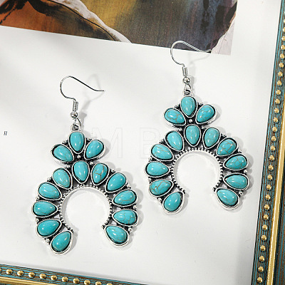 Bohemian Style Alloy Synthetic Turquoise Dangle Earrings FS-WG7654C-13-1