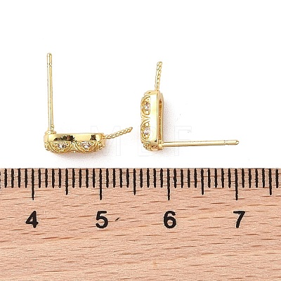 Brass with Cubic Zirconia Rhombus Stud Earrings Findings KK-B087-06G-1