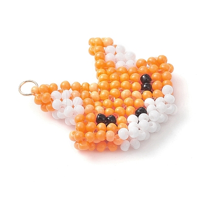 Beaded Fox Charms PALLOY-MZ01146-1