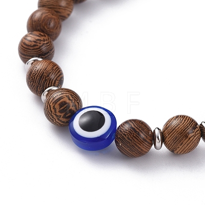 Unisex Wood Beads Stretch Bracelets BJEW-JB04956-1
