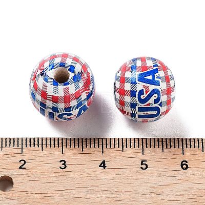 Independence Day Theme Wood European Beads WOOD-M011-07E-1