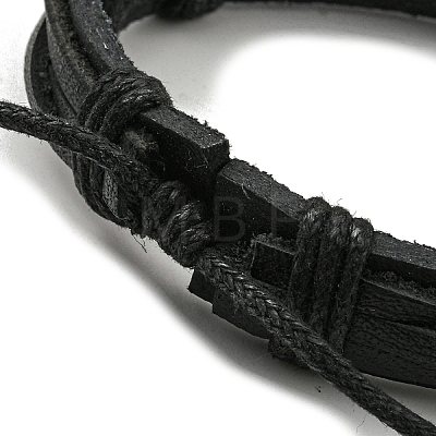 Adjustable PU Leather Waxed Cord Bracelets BJEW-F468-13-1