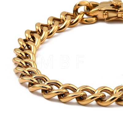 Ion Plating(IP) 304 Stainless Steel Cuban Link Chain Bracelet NJEW-D050-02H-G-1