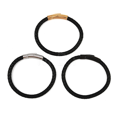 Leather Braided Cord Bracelet with 304 Stainless Steel Clasp for Men Women BJEW-C021-15-1