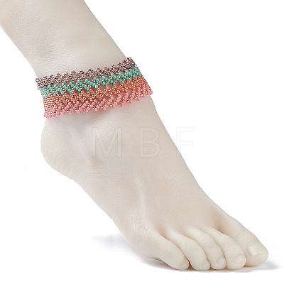 Glass Seed Beads Braided Anklets Set for Women AJEW-AN00466-1