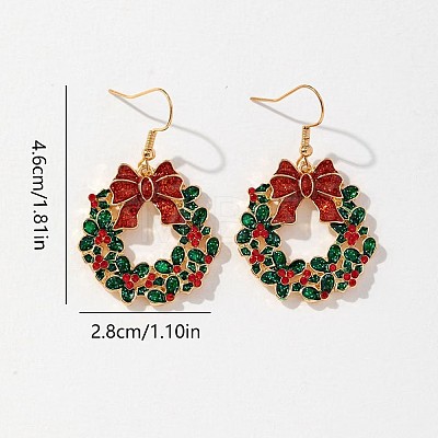 Christmas Wreath Alloy Enamel Dangle Earrings FS-WGEFD29-01-1