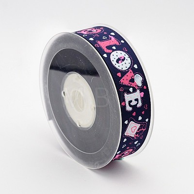 Valentine's Day Word Love Printed Polyester Grosgrain Ribbons for Gift Packaging SRIB-F001-02F-1