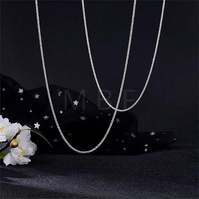 Rhodium Plated 925 Sterling Silver Thin Dainty Link Chain Necklace for Women Men JN1096B-06-1
