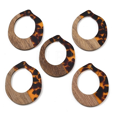 Transparwnt Resin & Walnut Wood Pendants RESI-I354-03A-1