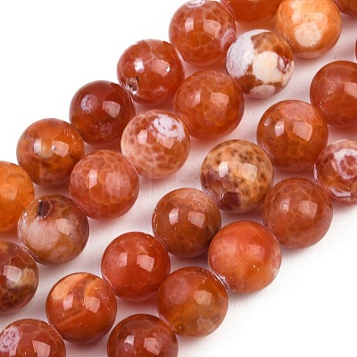 Natural Fire Crackle Agate Beads Strands G-G163-A01-04-1