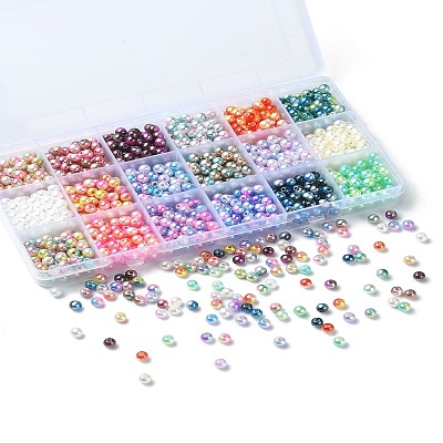 1350Pcs 18 Style Rainbow ABS Plastic & Acrylic Imitated Pearl Beads DIY-YW0007-99-1