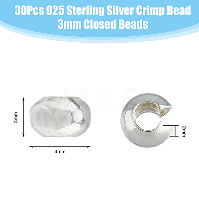 DICOSMETIC 30Pcs 925 Sterling Silver Crimp Beads Cover STER-DC0001-32-1