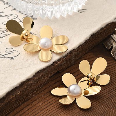 304 Stainless Steel Flower Stud Earrings for Women STAS-Z112-22G-1