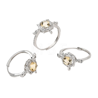Brass Micro Pave Cubic Zirconia Finger Rings CU-CBA260E-09P-1