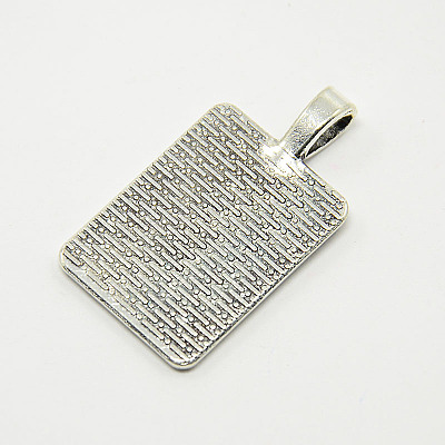 Tibetan Style Alloy Rectangle Pendant Cabochon Settings X-TIBEP-M021-A-05AS-RS-1