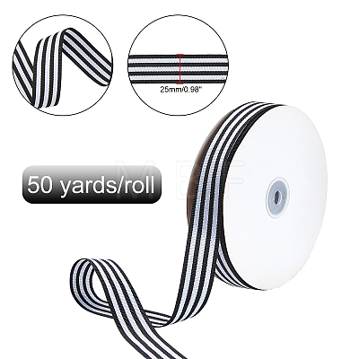Polyester Stripe Pattern Ribbon OCOR-WH0033-90-1