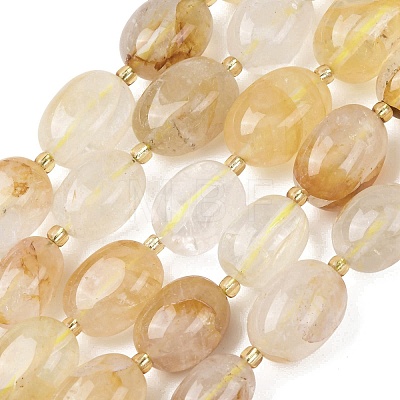 Natural Yellow Hematoid Quartz/Golden Healer Quartz Beads Strands G-G453-D15-01-1