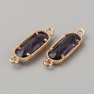 Golden Plated Brass Pave Glass Connector Charms LS-FIND-WH0110-728G-08-1
