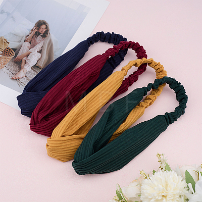 4Pcs 4 Colors Polyester Elastic Headbands OHAR-DJ0001-23A-1