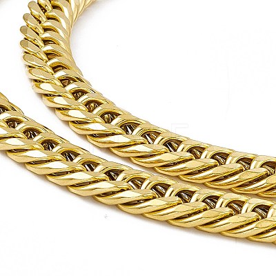 Vacuum Plating 201 Stainless Steel Cuban Link Chain Necklace with 304 Stainless Steel Clasps for Men Women NJEW-M194-01E-G-1