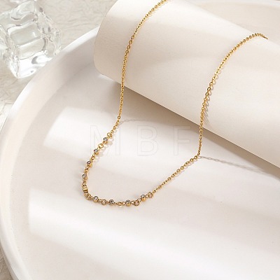 Cubic Zirconia Column Pendant Necklace with Brass Cable Chains UU3534-1-1