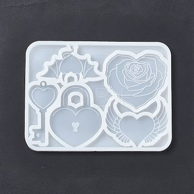 DIY Gothic Style Heart Theme Ornament Silicone Molds DIY-E065-05-1