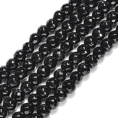 Black Stone Beads Strands G-I087-6mm-1