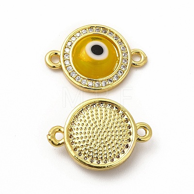 Rack Plating Real 18K Gold Plated Brass Micro Pave Clear Cubic Zirconia Connector Charms ZIRC-L102-04G-1