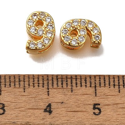 Rack Plating Number Brass Micro Pave Clear Cubic Zirconia Silde Charms KK-A231-13J-1