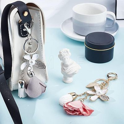 2Pcs 2 Colors Alloy Rhinestone Keychain KEYC-CA0001-28-1