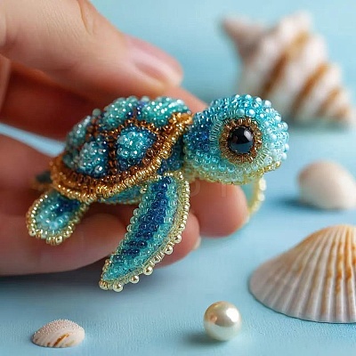 3D Turtle DIY Bead Embroidery Kits DIY-A064-02A-1