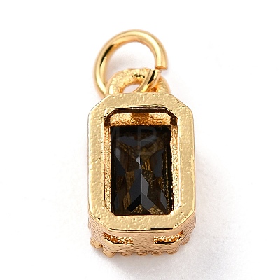 Real 18K Gold Plated Brass Inlaid Cubic Zirconia Charms X-ZIRC-L100-075G-07-1