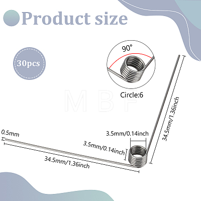 BENECREAT 30Pcs Steel Torsion Spring FIND-BC0005-51B-1