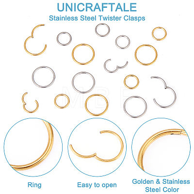 Unicraftale 16Pcs 4 Styles 304 Stainless Steel Twister Clasps STAS-UN0040-53-1