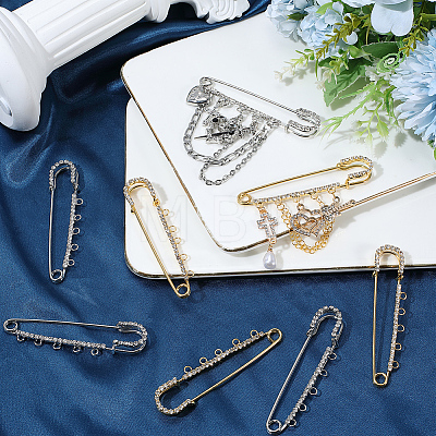 16Pcs 2 Colors Iron Rhinestone Safety Pins FIND-SC0022-85-1