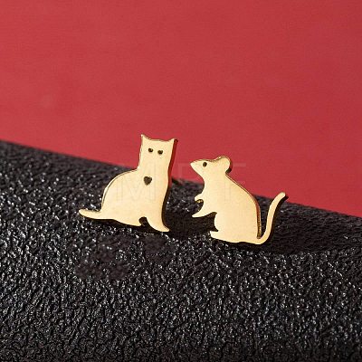 Stainless Steel Small Animal Stud Earrings for Women PW-WG5B49B-21-1