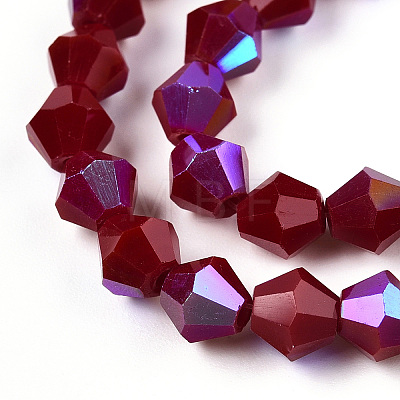 Opaque Solid Color Electroplate Glass Beads Strands EGLA-A039-P6mm-L22-1