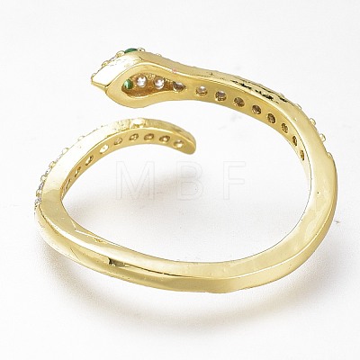 Adjustable Brass Micro Pave Cubic Zirconia Snake Cuff Rings ZIRC-I049-36-1
