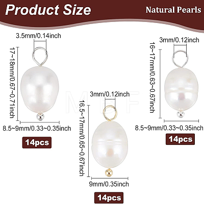 42Pcs 3 Styles Natural Cultured Freshwater Pearl Pendants FIND-BC0002-78-1