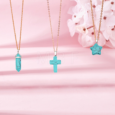 24Pcs 6 Styles Synthetic Turquoise Pendants Sets G-AR0005-22-1