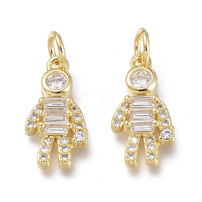 Brass Micro Pave Clear Cubic Zirconia Charms ZIRC-Q024-14G-1