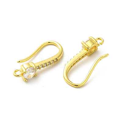 Brass Micro Pave Clear Cubic Zirconia Earring Hooks X-ZIRC-R112-01G-1