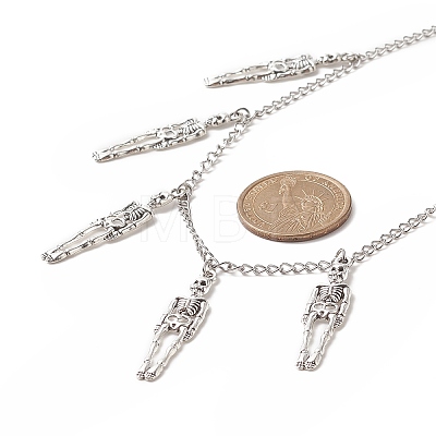 Tibetan Style Alloy Skeleton Pendant Necklace NJEW-JN04232-1