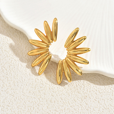  Stainless Steel Fan Stud Earrings RF2727-1