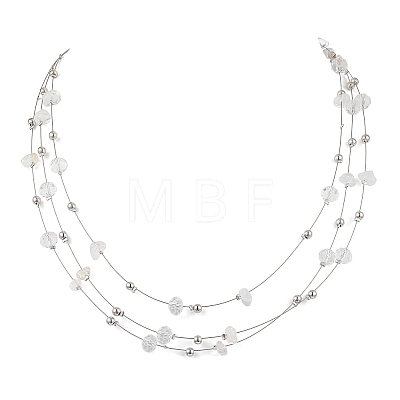 Natural Quartz Crystal 3 Layer Necklaces NJEW-JN05052-1