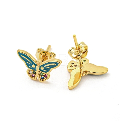 Butterfly Real 18K Gold Plated Brass Stud Earrings EJEW-L269-096G-01-1