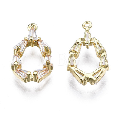 Brass Inlaid Clear Cubic Zirconia Charms ZIRC-S069-021G-1