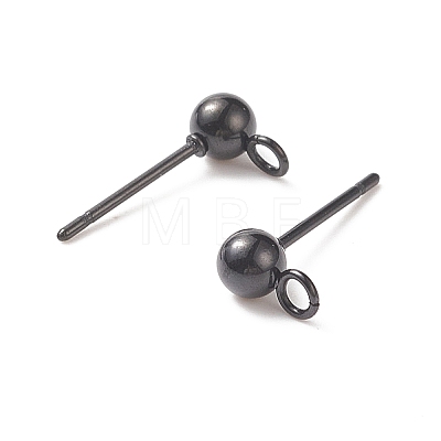 304 Stainless Steel Ball Stud Earring Findings STAS-G099-09B-1