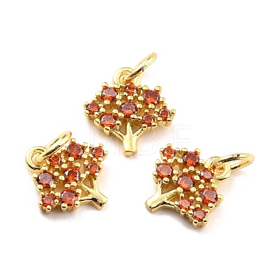 Brass Micro Pave Cubic Zirconia Charms KK-A156-11G-RS-1